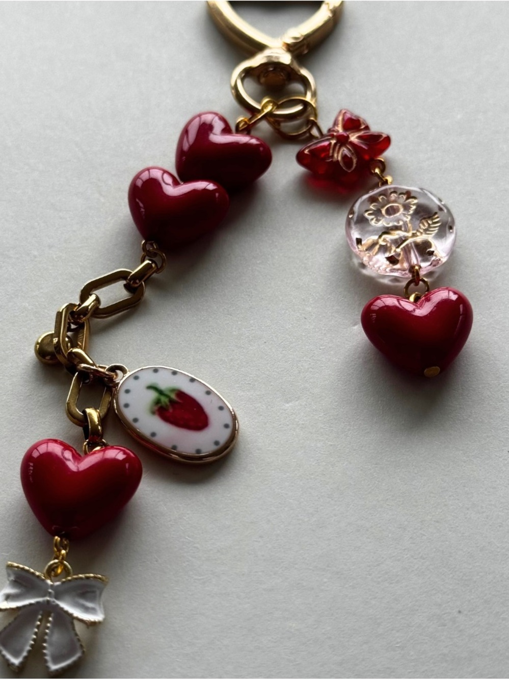 Red Heart bag/key Charm